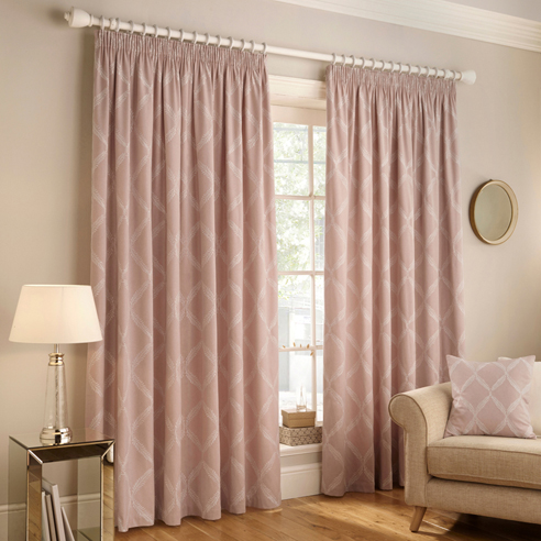 Olivia Pencil Pleat, Blush - Ready Made Curtains - Image 3